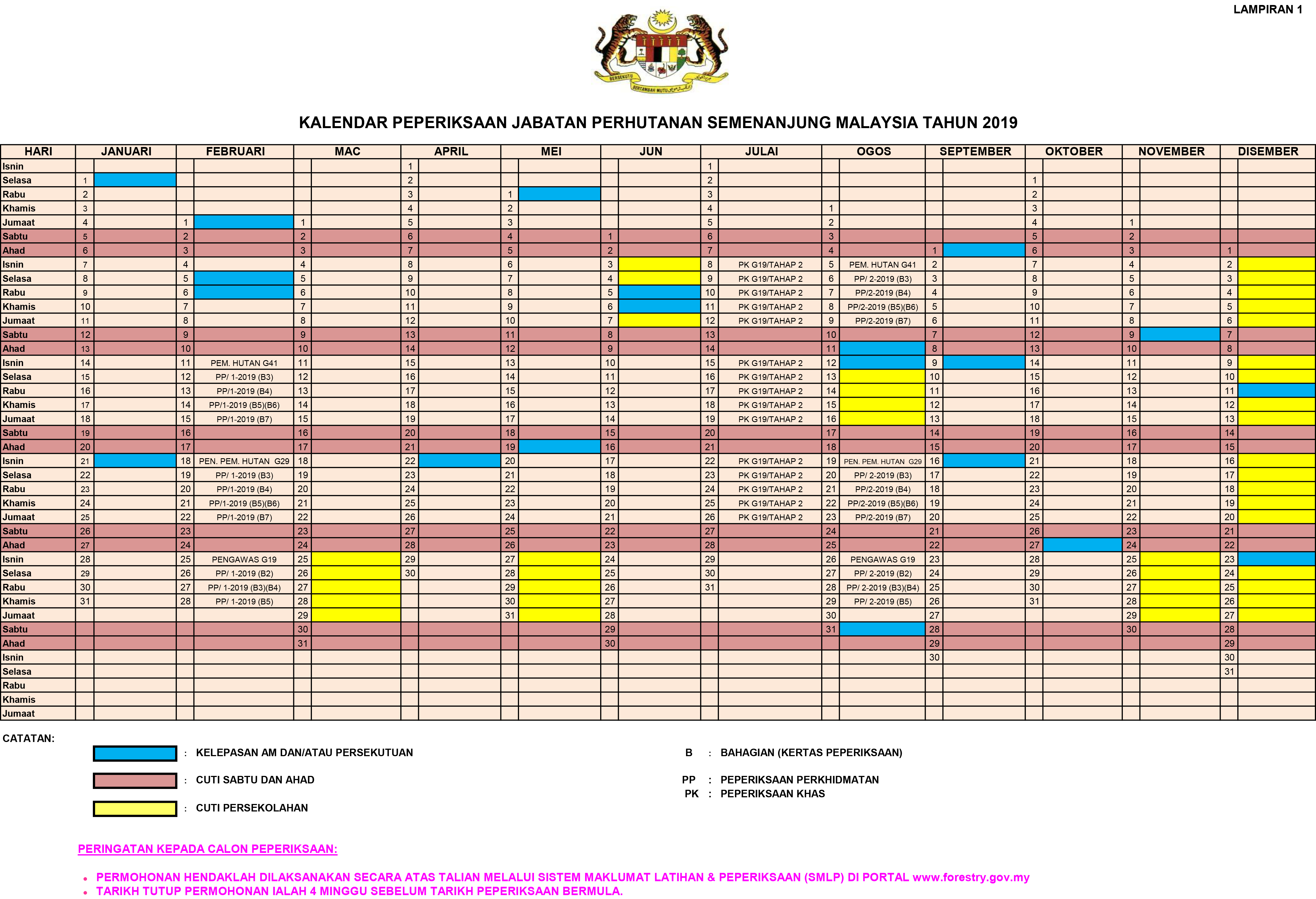 Kalendar Peperiksaan 2019 bm