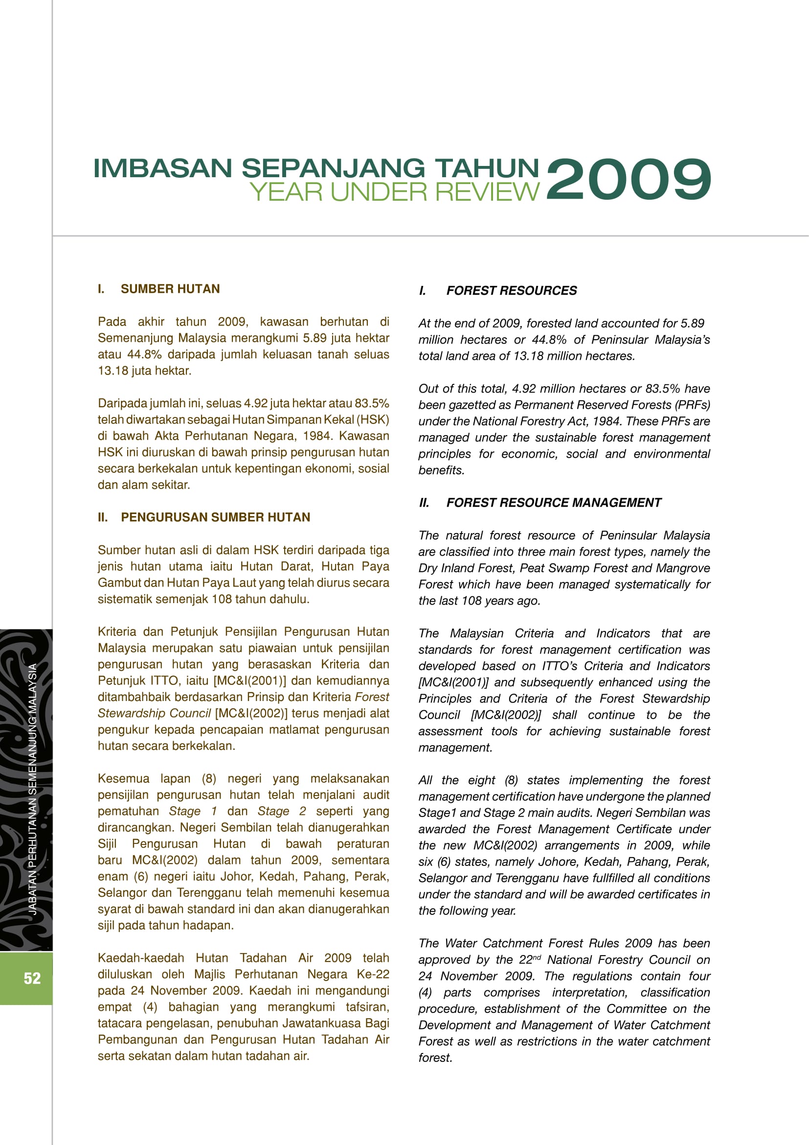 Forestry Department Peninsular Malaysia Laporan Tahunan 2009 Page 54