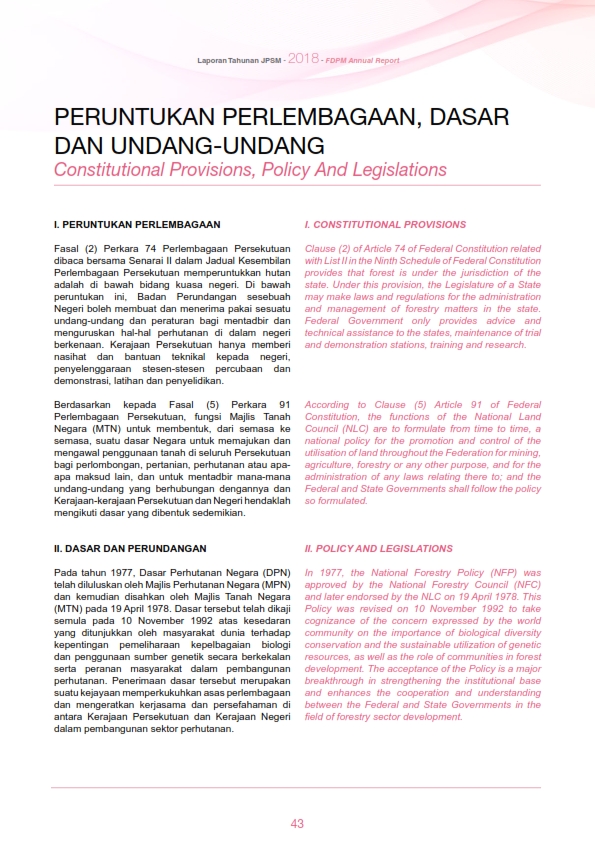 Jabatan Perhutanan Semenanjung Malaysia - Laporan Tahunan 2018 