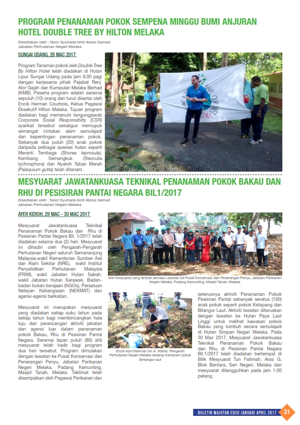 Jabatan Perhutanan Semenanjung Malaysia - Majutan Jan - April 2017 