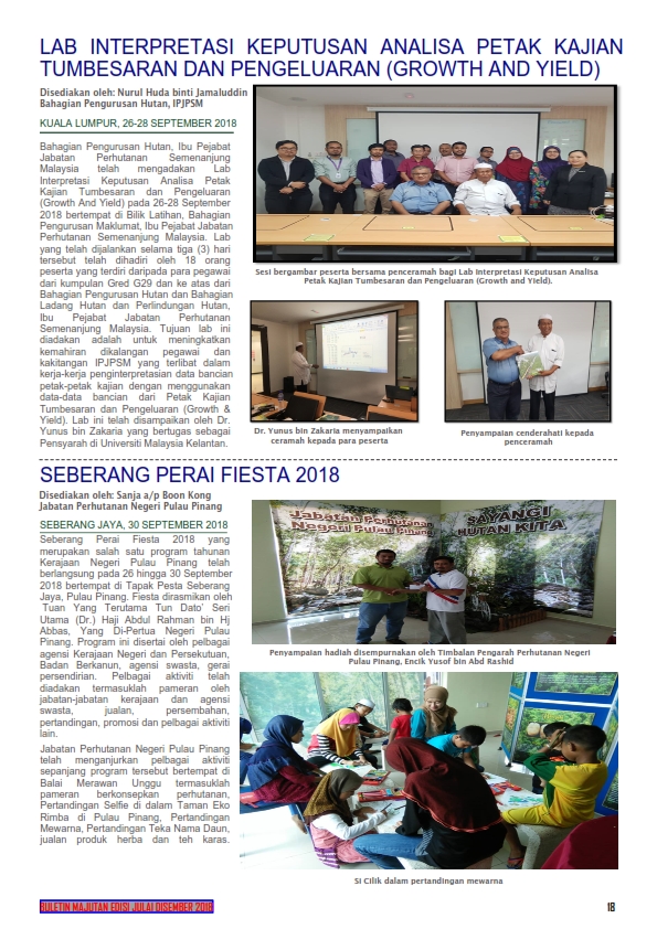 Jabatan Perhutanan Semenanjung Malaysia - Majutan Julai - Dis 2018 