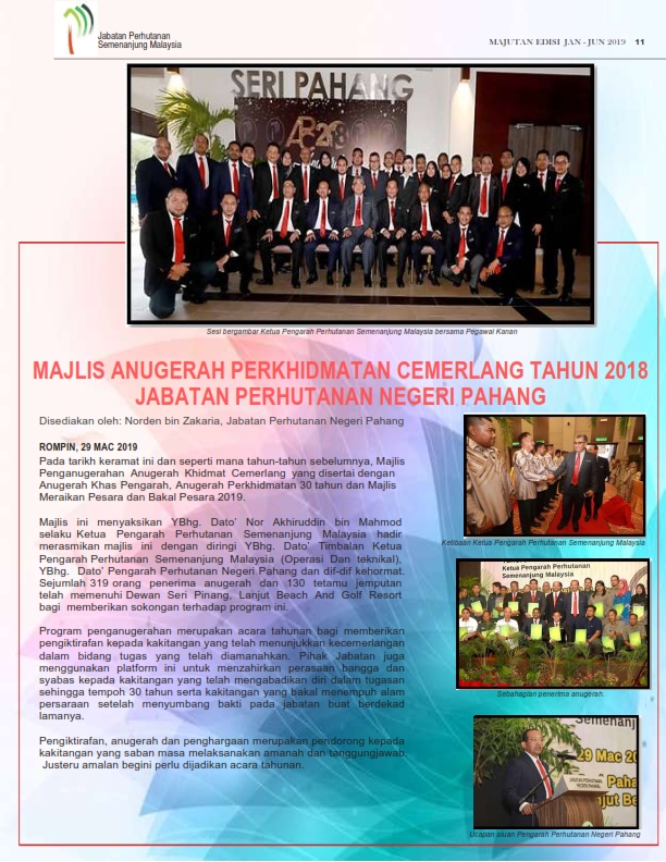 Forestry Department Peninsular Malaysia - Majutan Jan - Jun 2019 
